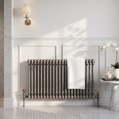 Fairford 2 Column Horizontal Raw Metal Designer Radiator 600mm X 830mm