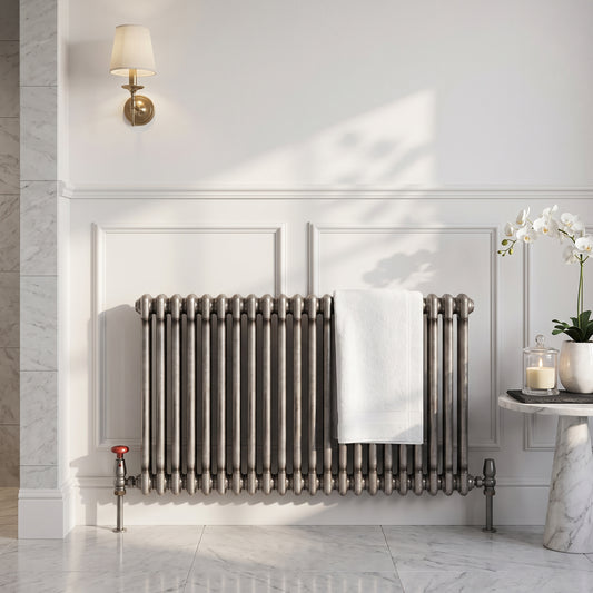 Fairford 2 Column Horizontal Raw Metal Designer Radiator 600mm X 830mm