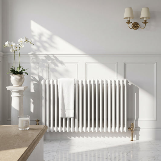 Fairford 2 Column Horizontal White Designer Radiator 600mm X 1010mm