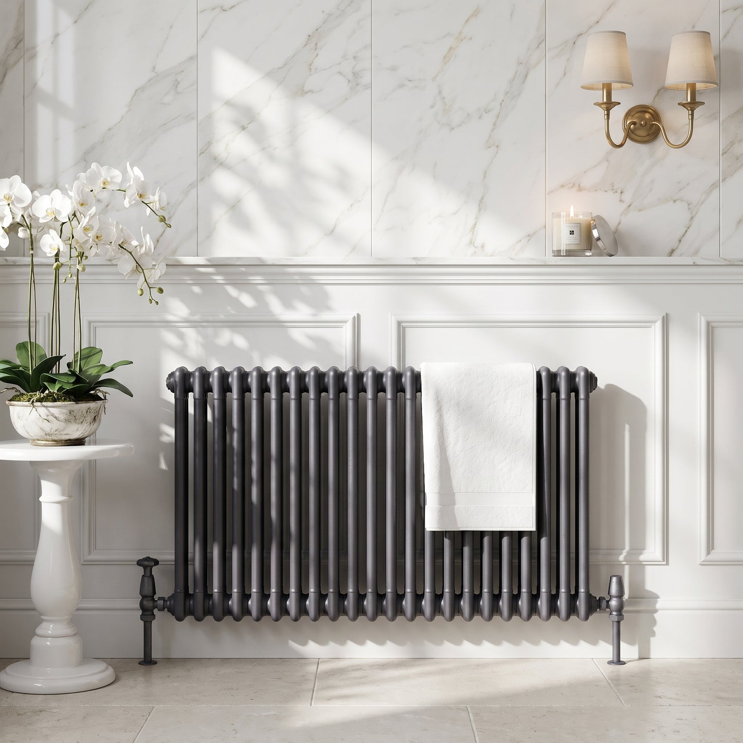 Fairford 2 Column Horizontal Anthracite Designer Radiator 600mm X 1010mm