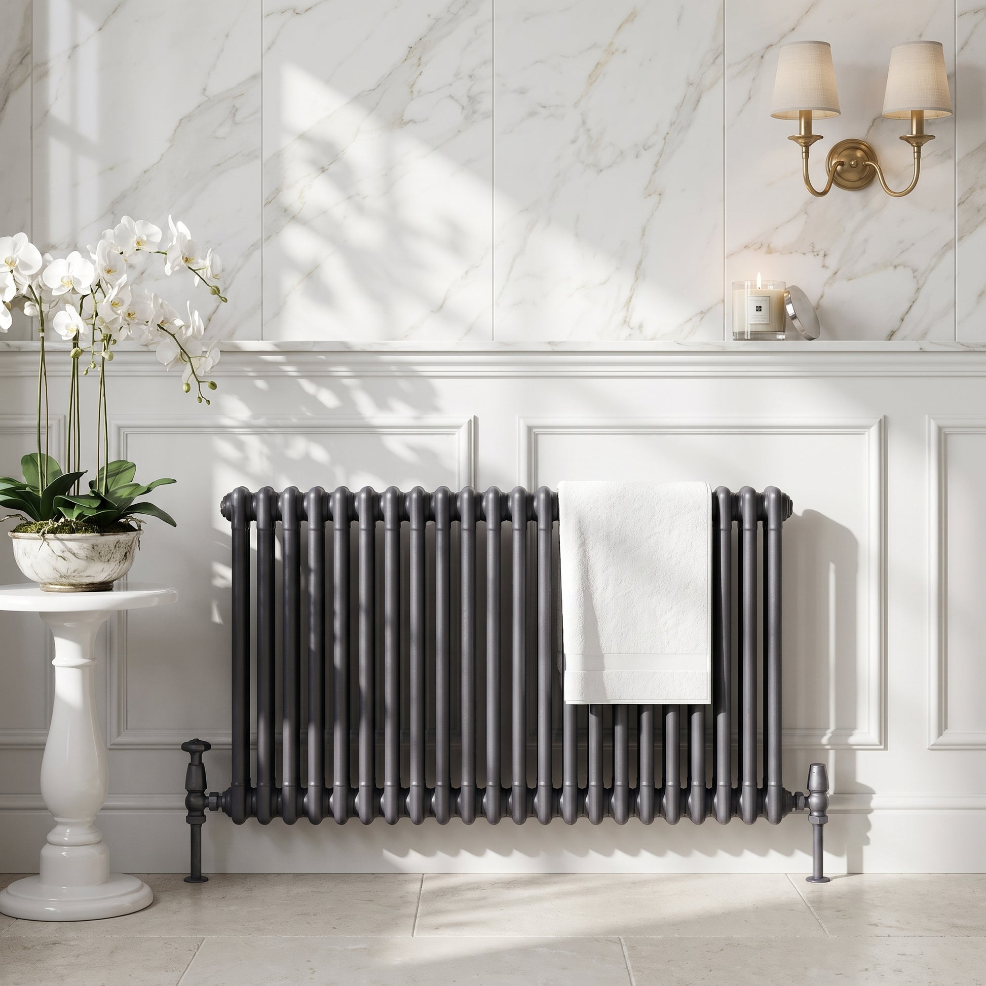 Fairford 2 Column Horizontal Anthracite Designer Radiator 600mm X 1010mm