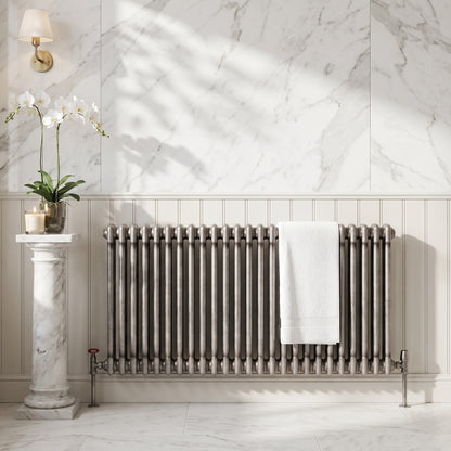 Fairford 2 Column Horizontal Raw Metal Designer Radiator 600mm X 1010mm