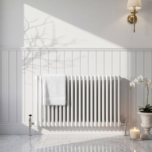 Fairford 2 Column Horizontal White Designer Radiator 600mm X 1190mm