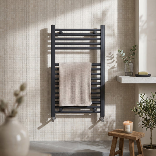 Fairford 600 x 800mm Straight Matt Black Towel Rail
