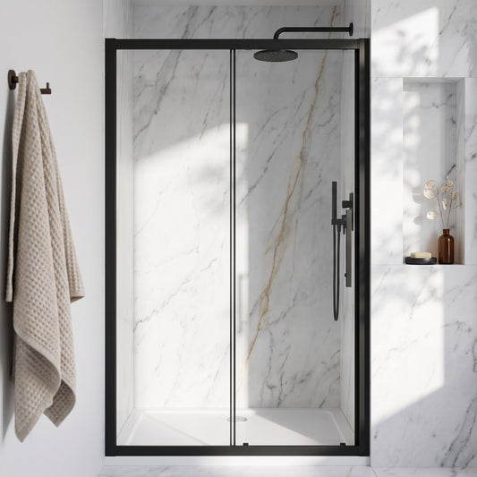 Fairford Pro 8mm 1400mm Matt Black Sliding Shower Door