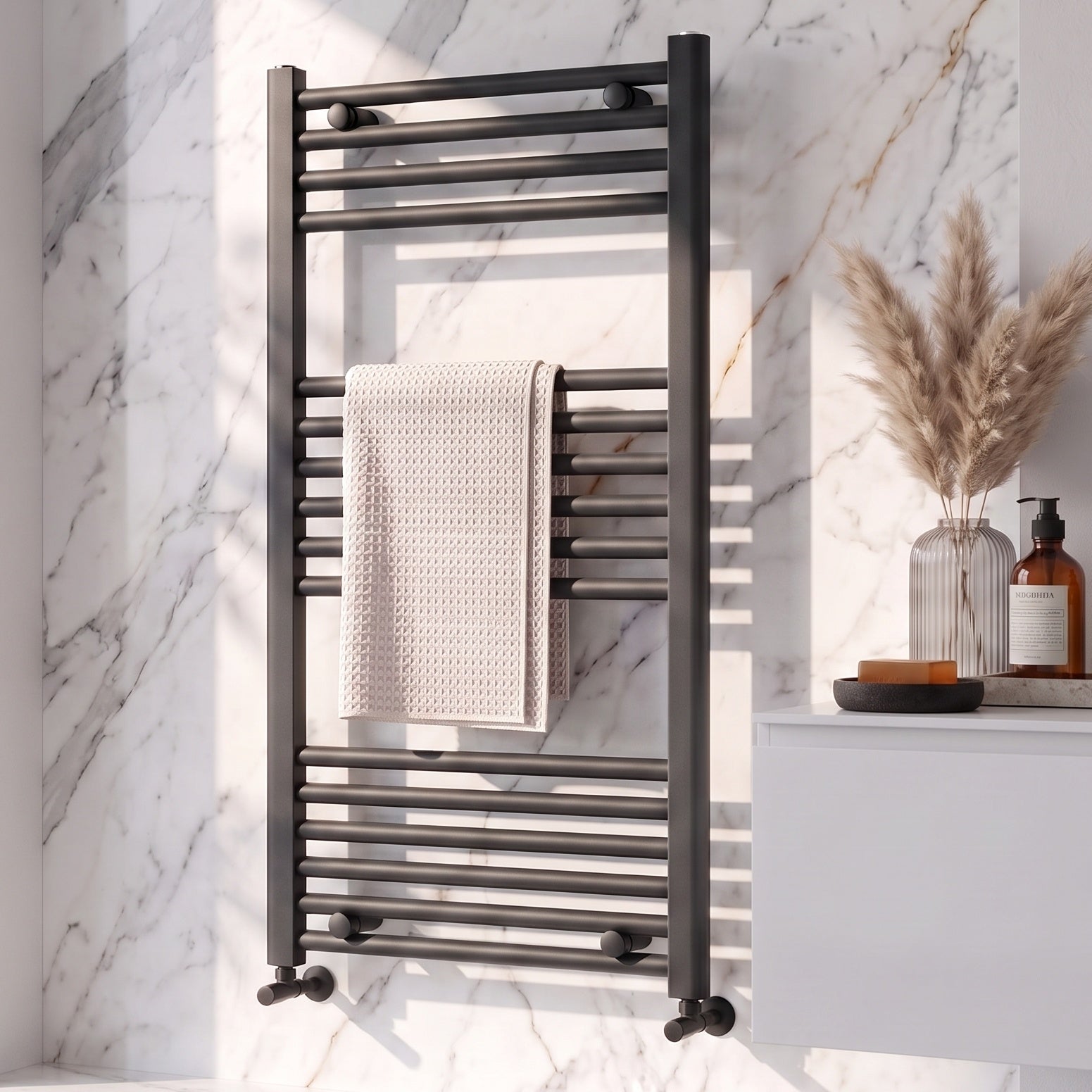Fairford Strive Towel Radiator - 1000mm X 500mm - Black