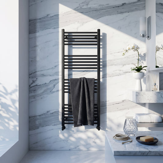 Fairford Strive Towel Radiator - 1600mm X 400mm - Black