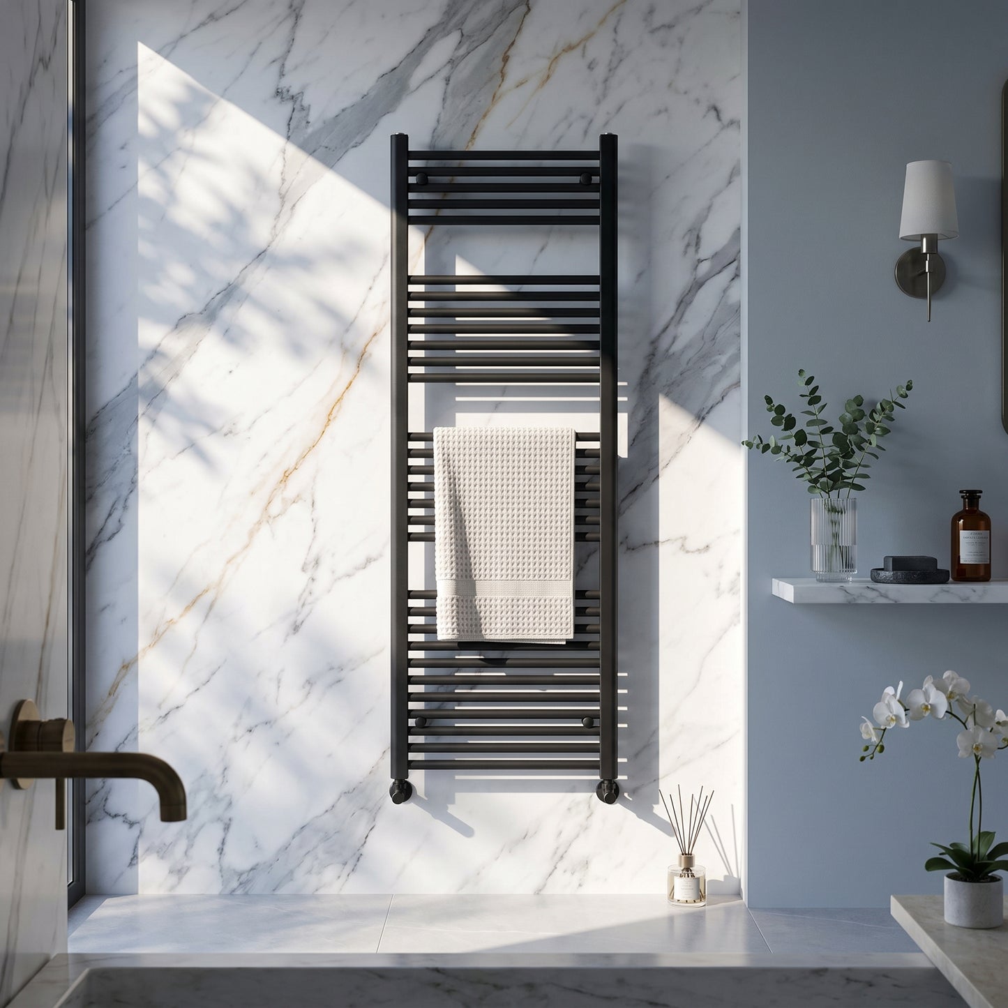 Fairford Strive Towel Radiator - 1600mm X 600mm - Black
