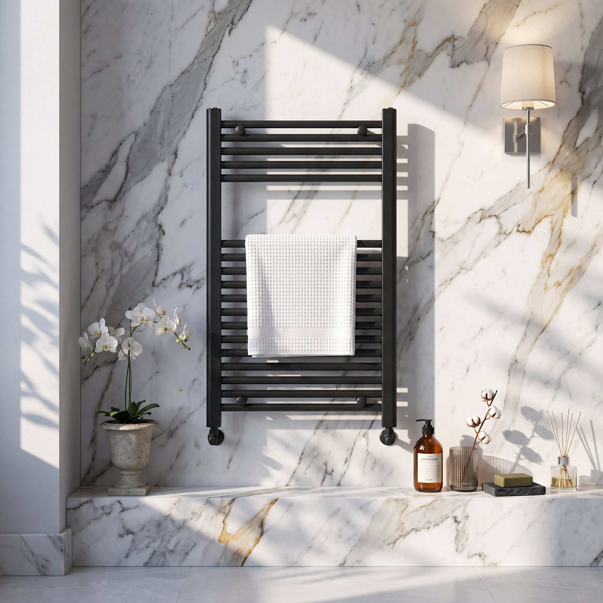 Fairford Strive Towel Radiator - 800mm X 600mm - Black