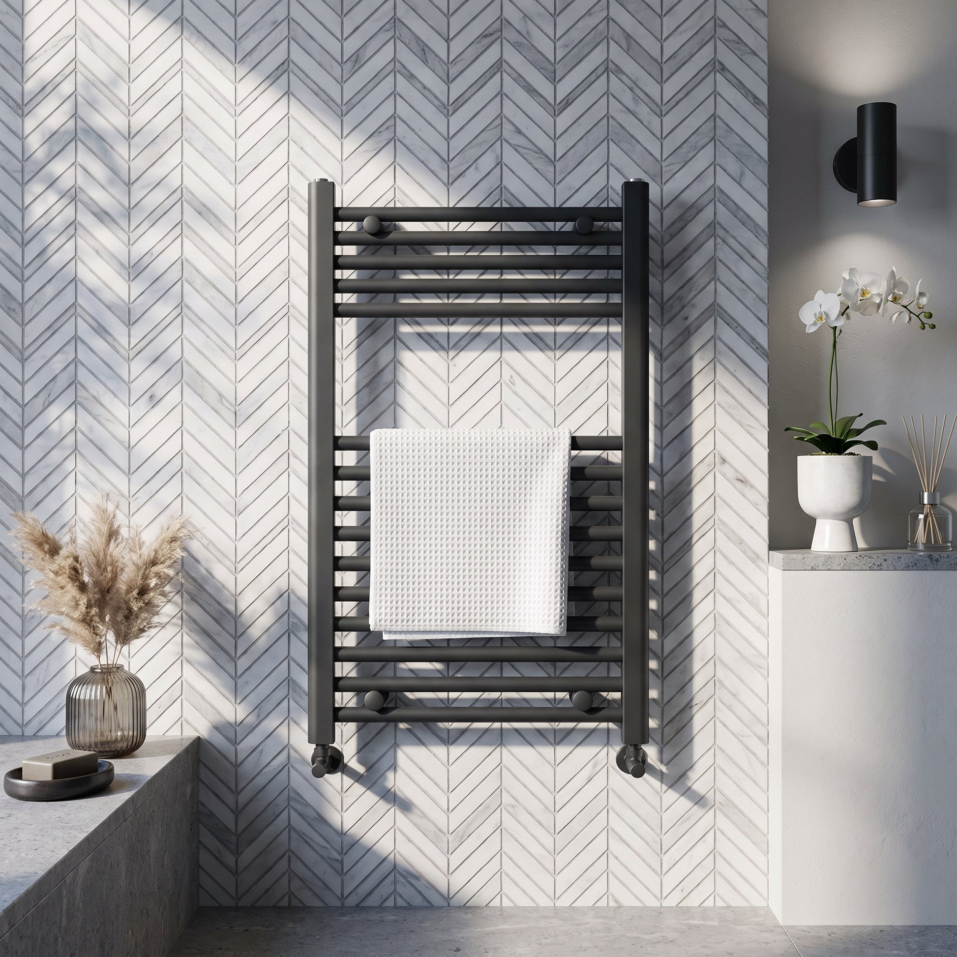 Fairford Strive Towel Radiator - 800mm X 600mm - Black