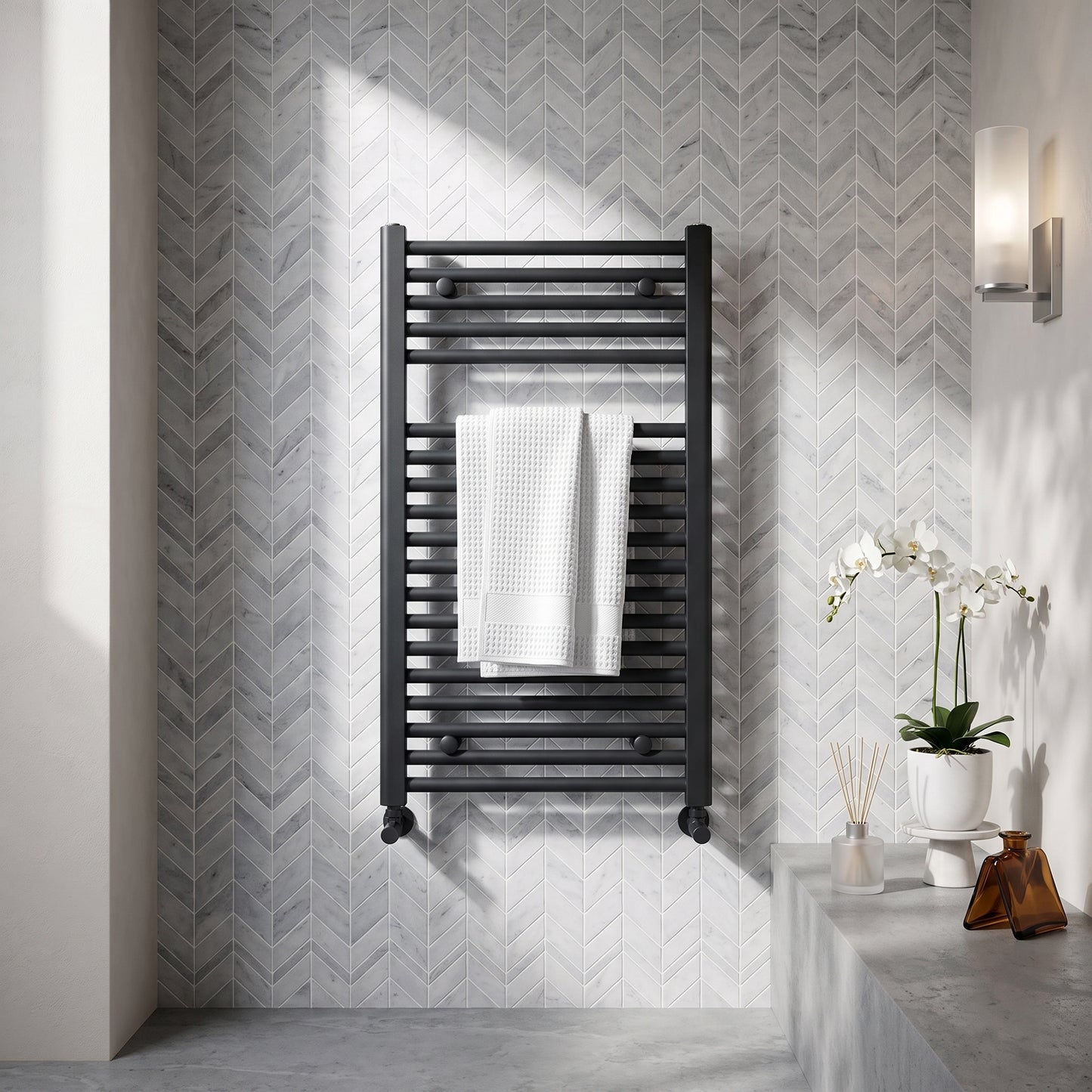 Fairford Strive Towel Radiator - 800mm X 400mm - Black