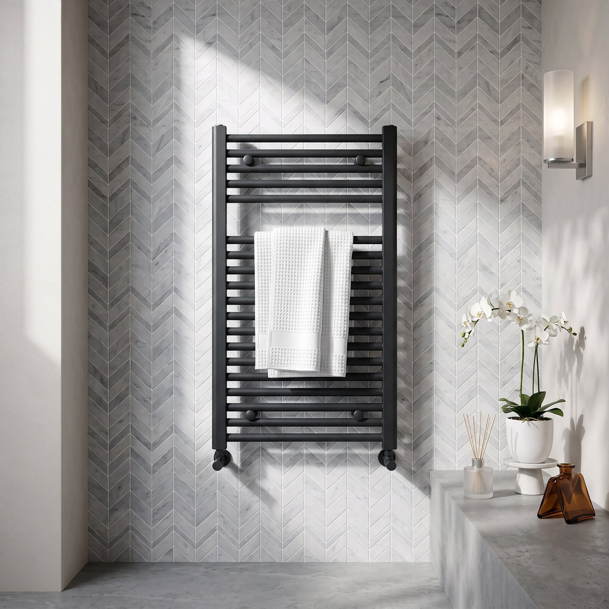 Fairford Strive Towel Radiator - 800mm X 400mm - Black