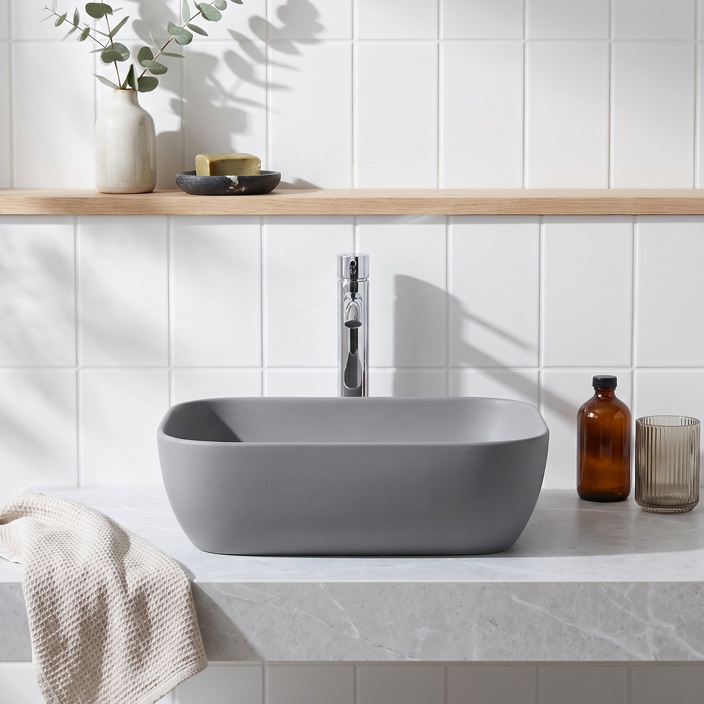 Fairford Rectangular Matt Grey Vessel 455 x 325 x 135mm 0TH