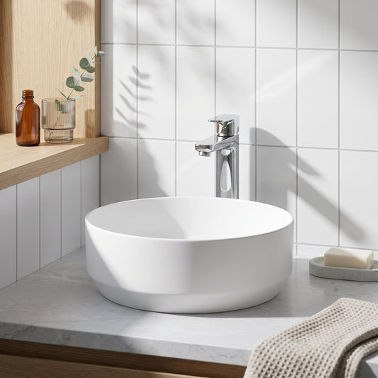 Fairford Round Matt White Vessel 350 x 350 x 120mm 0TH