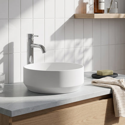 Fairford Round Matt White Vessel 350 x 350 x 120mm 0TH