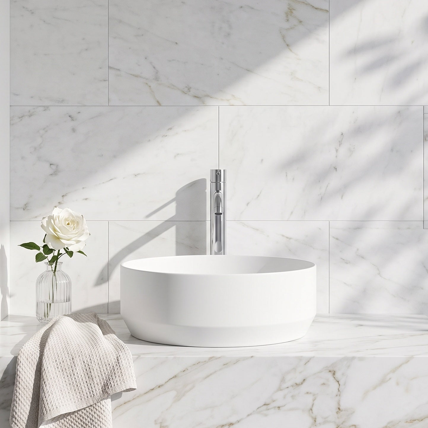 Fairford Round Matt White Vessel 350 x 350 x 120mm 0TH