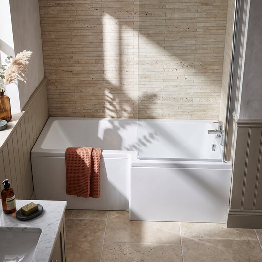 Fairford 1700 x 850mm L Shaped Left Hand Shower Bath