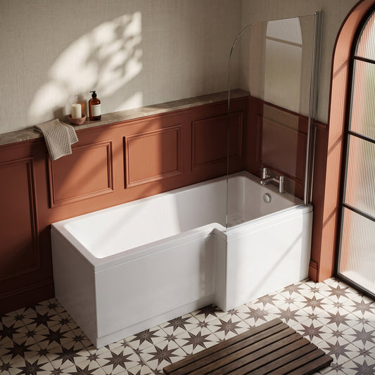 Fairford 1600 x 850mm L Shaped Left Hand Shower Bath