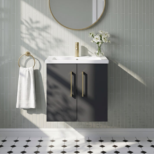 Fairford Aspri Soft Black 500mm 2 Door Wall Hung Vanity Unit