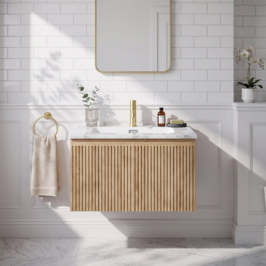 Fairford Sophia Country Oak 600mm Wall Hung Vanity Unit with Basin