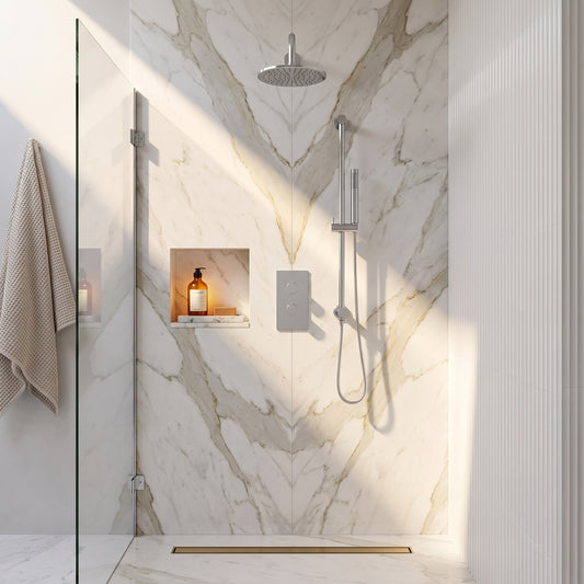 Fairford Element 7 Chrome Concealed Shower Kit with Overhead, Handset and Overflow Filler