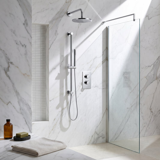 Fairford Element 7 Chrome Concealed Shower Kit with Overhead and Slide Rail Kit