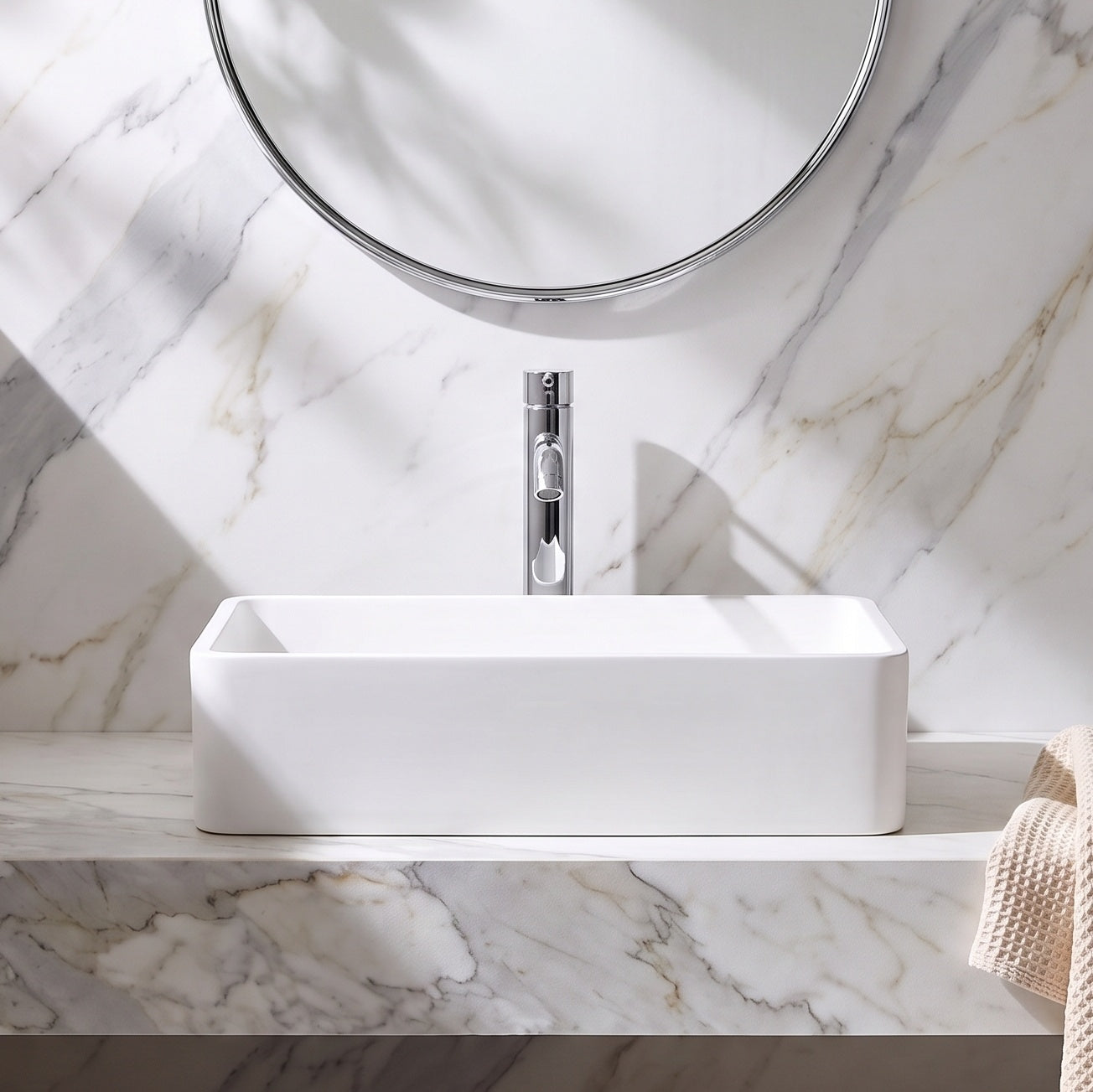 Fairford Rectangular Matt White Vessel 460 x 280 x 125mm 0TH