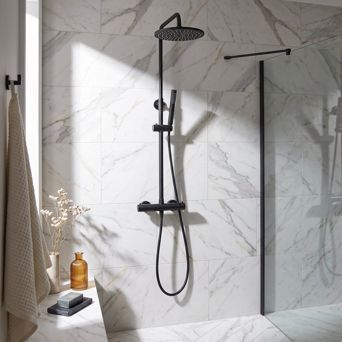 Fairford Element 7 Matt Black Exposed Shower Kit