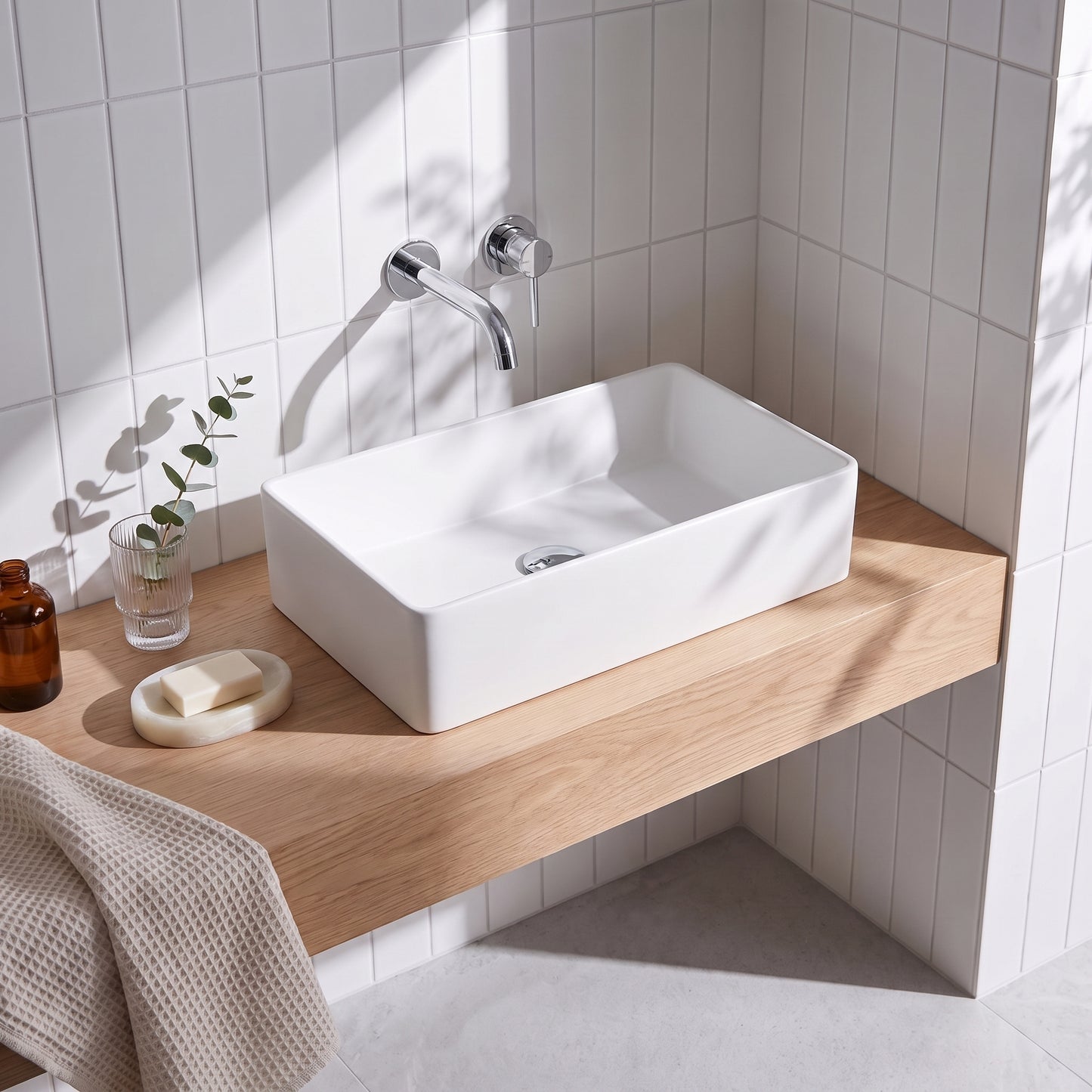 Fairford Rectangular Matt White Vessel 460 x 280 x 125mm 0TH
