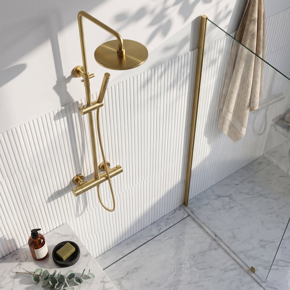 Fairford Element 7 Brushed Brass Exposed Shower Kit