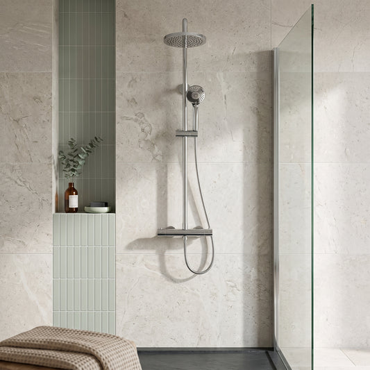Fairford Element Exposed Round Shower Kit, Chrome