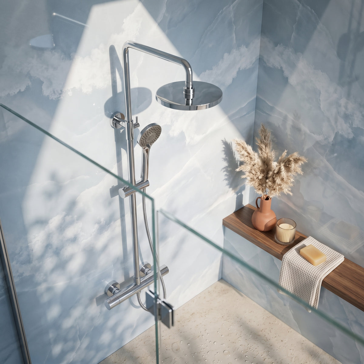 Fairford Element Exposed Round Shower Kit, Chrome