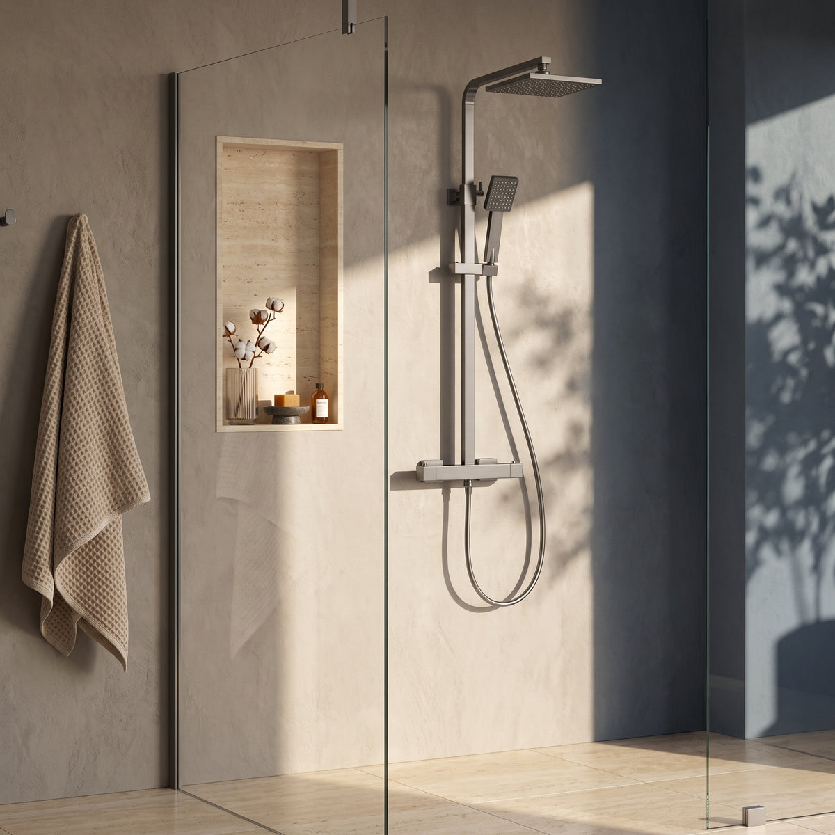 Fairford Una Grace Brushed Gun Metal 2 Outlet Exposed Shower Kit