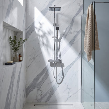 Fairford Una Exposed Square Shower Kit, Chrome