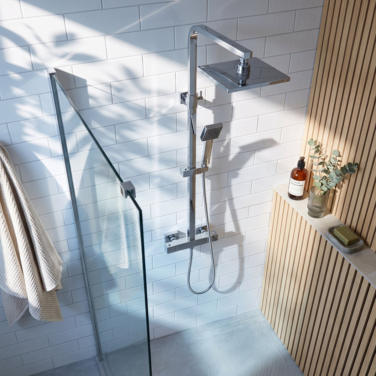Fairford Una Exposed Square Shower Kit, Chrome