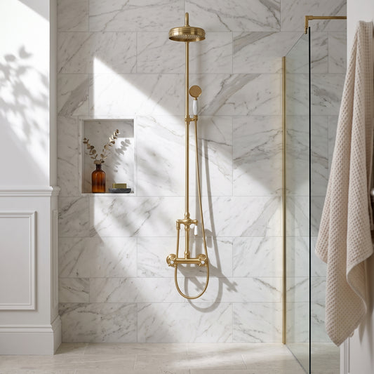 Fairford Winchester Brushed Brass Single Outlet Bar Valve Shower Kit