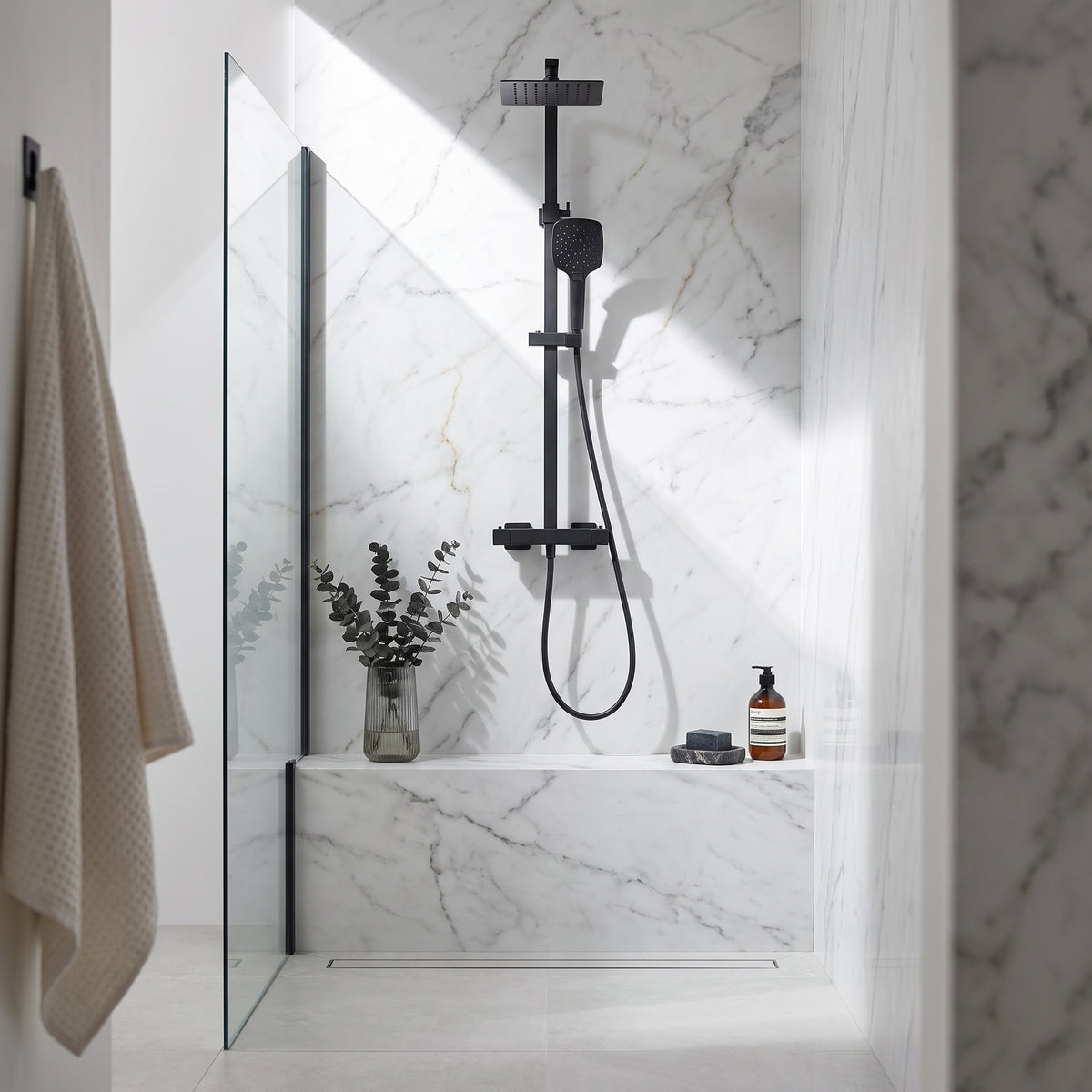 Fairford Una Pro Exposed Square Shower Kit, Matt Black
