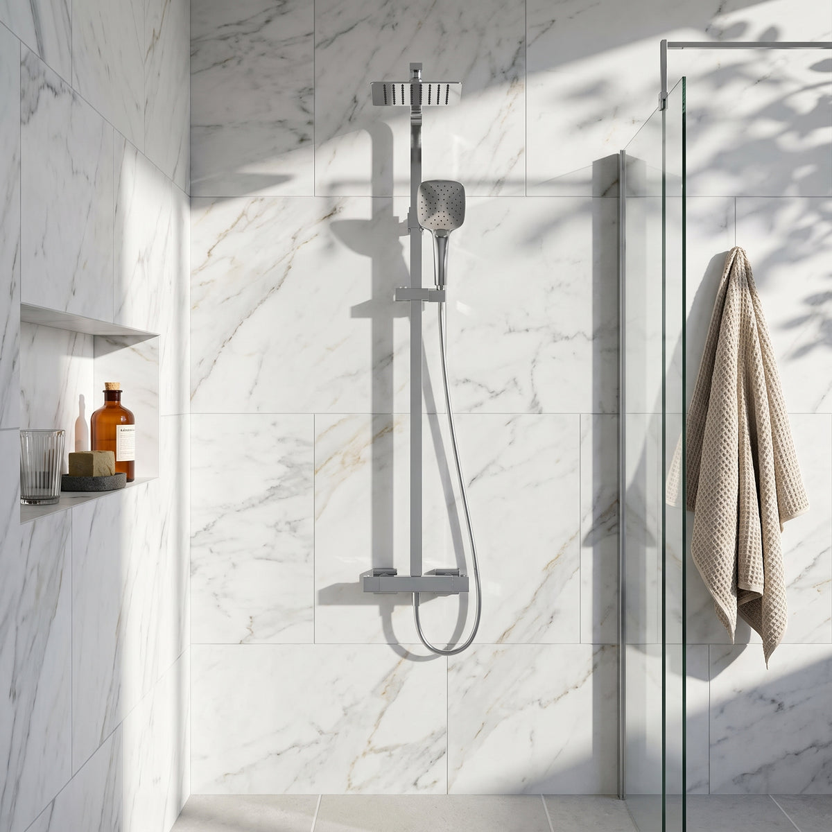 Fairford Una Pro Exposed Square Shower Kit, Chrome