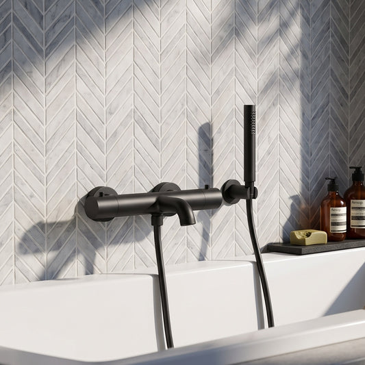 Fairford Element 7 Matt Black Wall Mounted Bath Shower Mixer