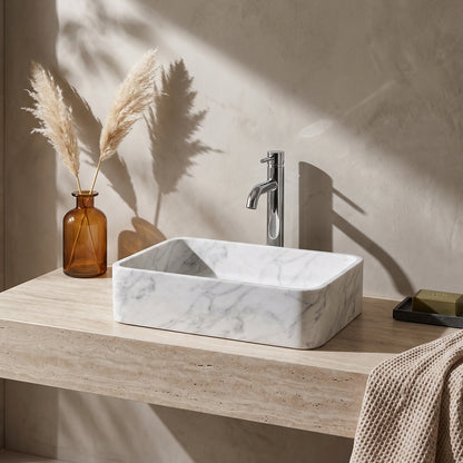 420 x 270mm Carrara Marble Rectangular Vessel