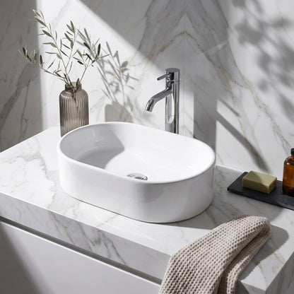 565mm Gloss White Oval Vessel, 0TH