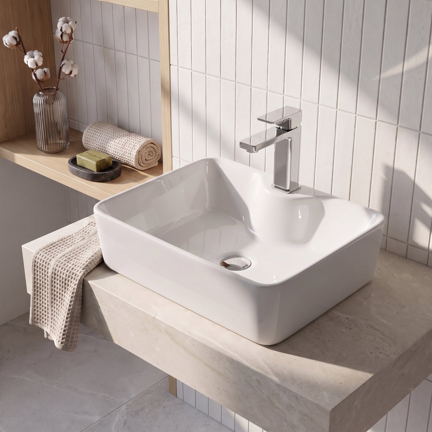Fairford 480mm Square Ceramic Counter Top Vessel