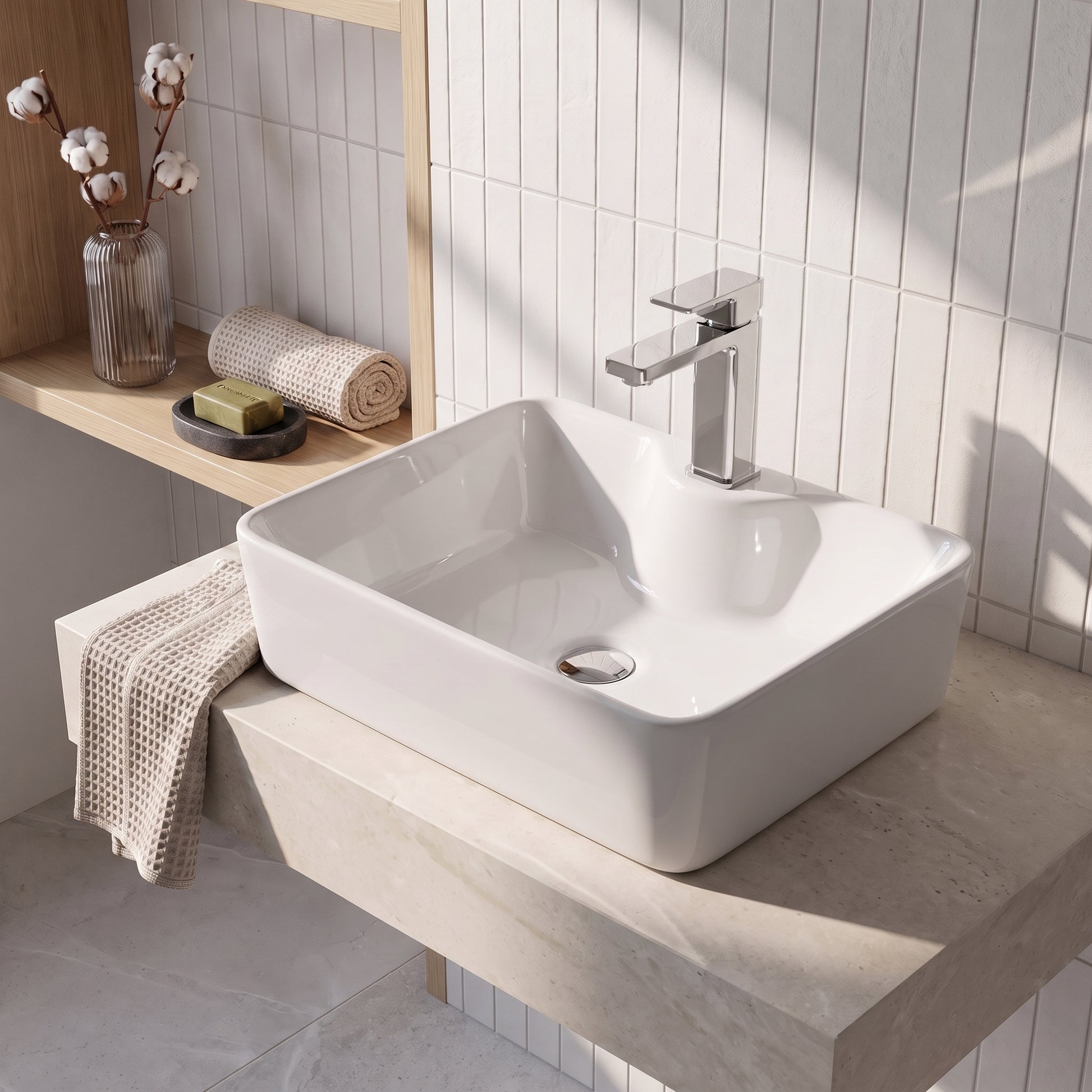 Fairford 480mm Square Ceramic Counter Top Vessel