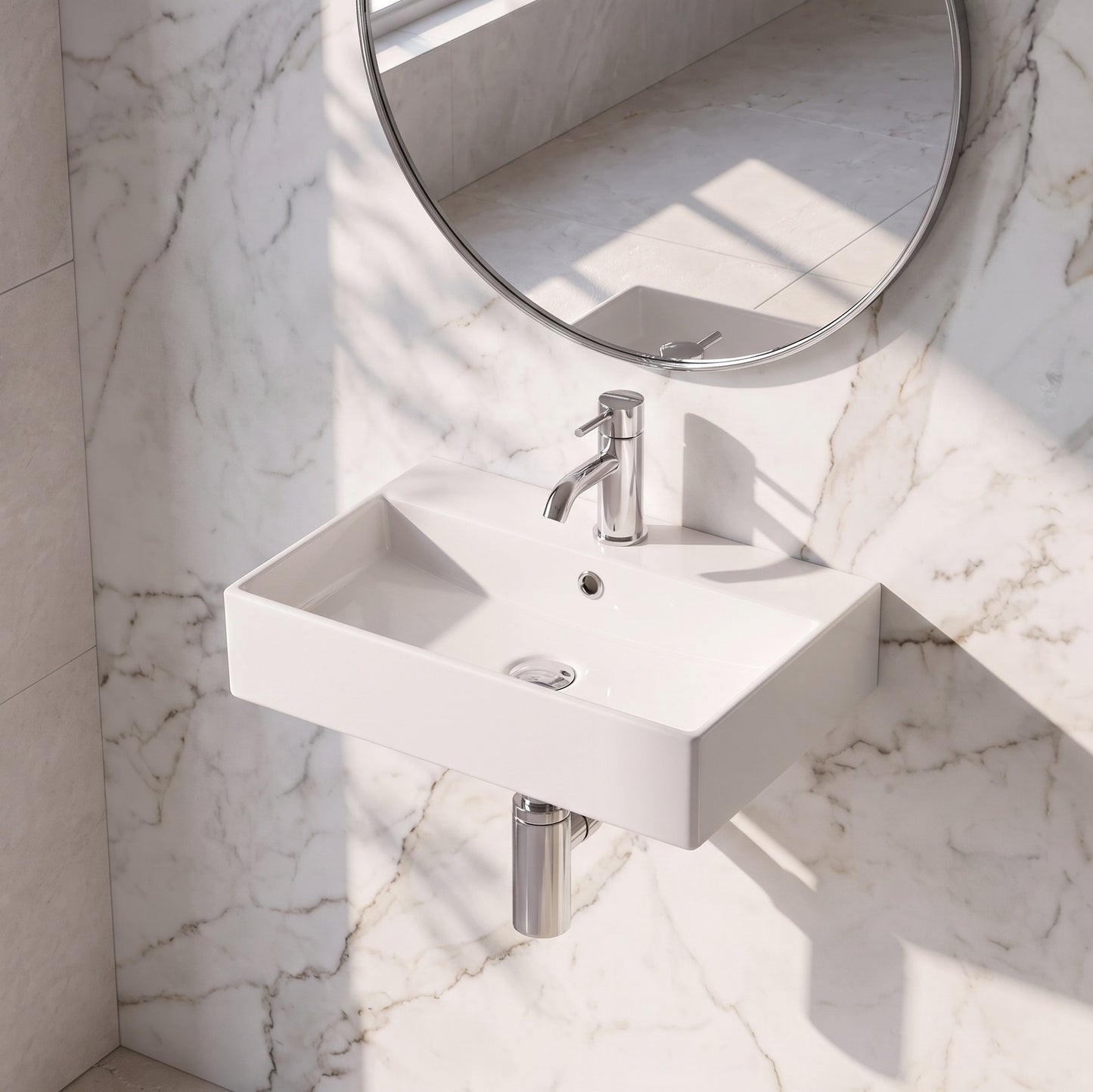 500mm 0TH Wall Hung Basin (can be drilled for 1TH)
