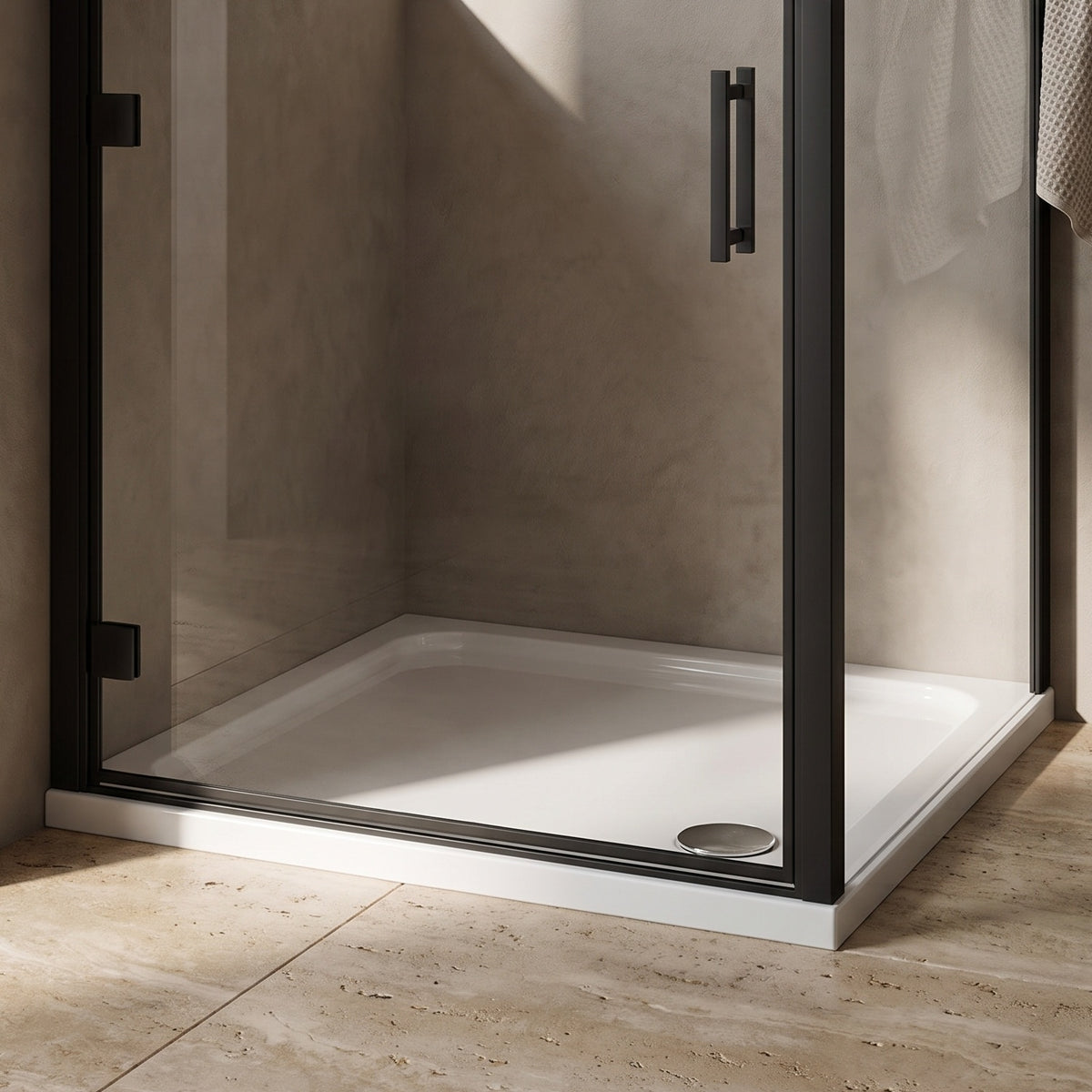 Fairford 1000mm x 1000mm Square Shower Tray, Corner Waste
