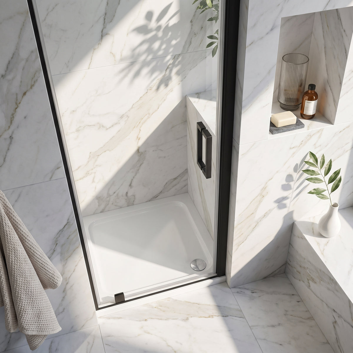 Fairford 760mm x 760mm Square Shower Tray, Corner Waste
