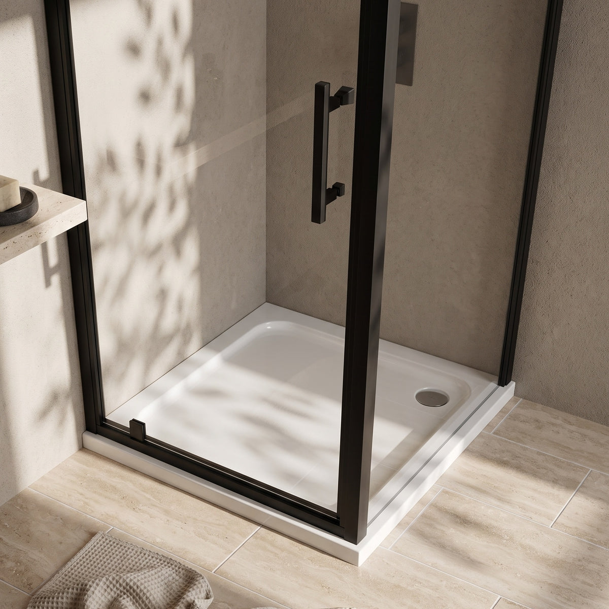 Fairford 760mm x 760mm Square Shower Tray, Corner Waste