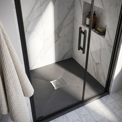 Fairford Square Grey Slate Shower Tray, Center Waste-800mm x 800mm