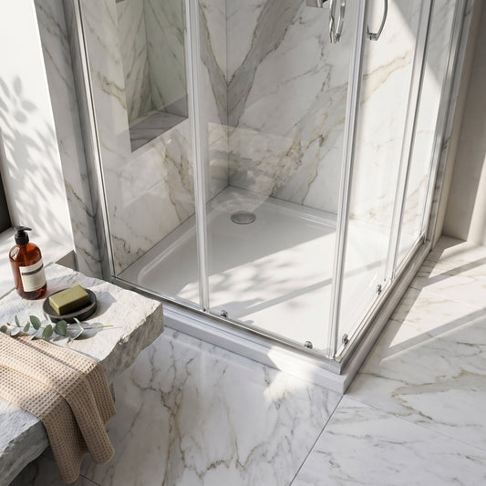 Fairford 900mm x 900mm Square Shower Tray, Corner Waste