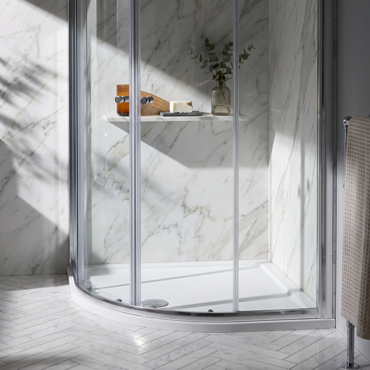 Fairford 1000 x 800mm Antislip LH Offset Quadrant Shower Tray